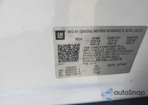 2020 GMC Terrain Fwd Slt z USA, uszkodzony, nr VIN 3GKALPEV8LL133576
